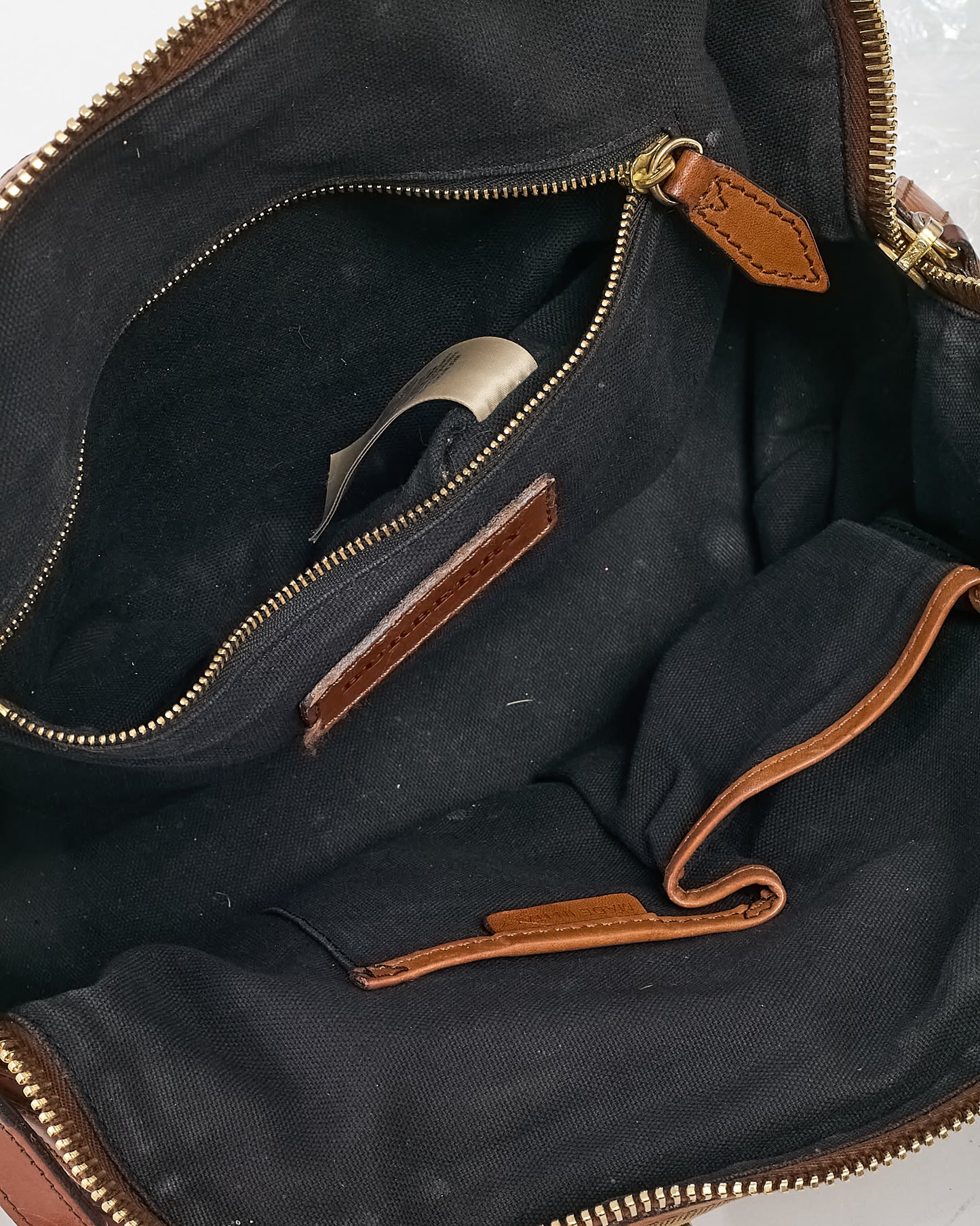Burberry Tan Leather and Beige House Check Canvas 2Way Top Handle Bag with Strap