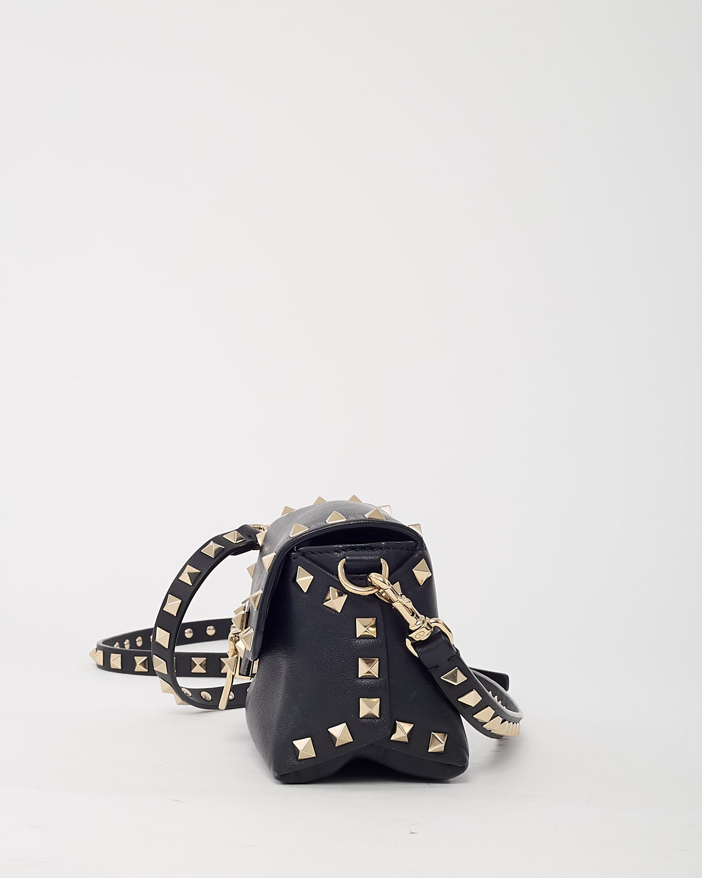 Valentino Black Vitello Leather Rockstud Mini Crossbody Bag