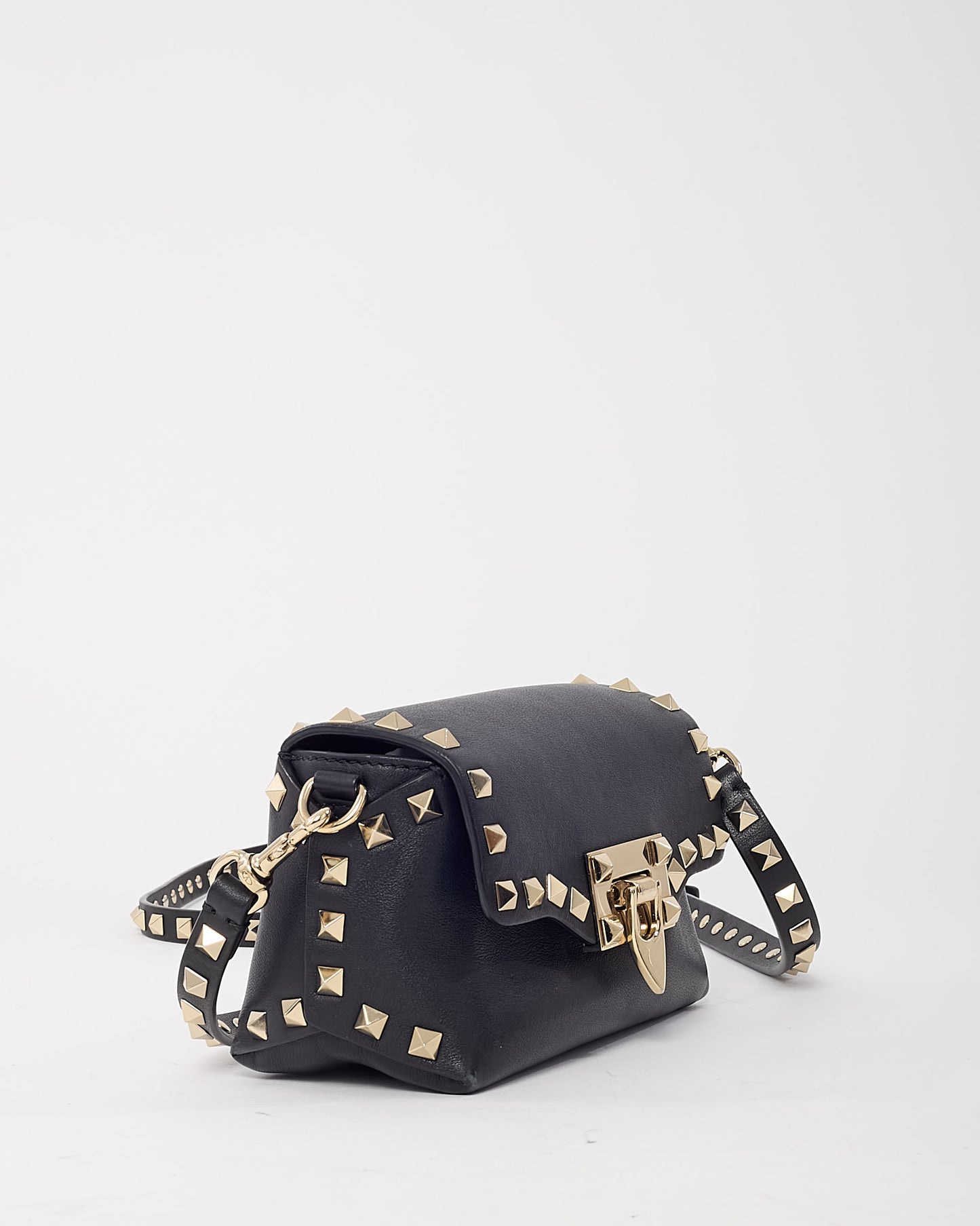 Valentino Black Vitello Leather Rockstud Mini Crossbody Bag