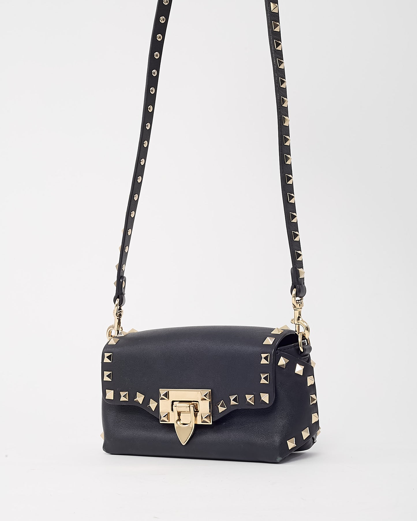 Valentino Black Vitello Leather Rockstud Mini Crossbody Bag