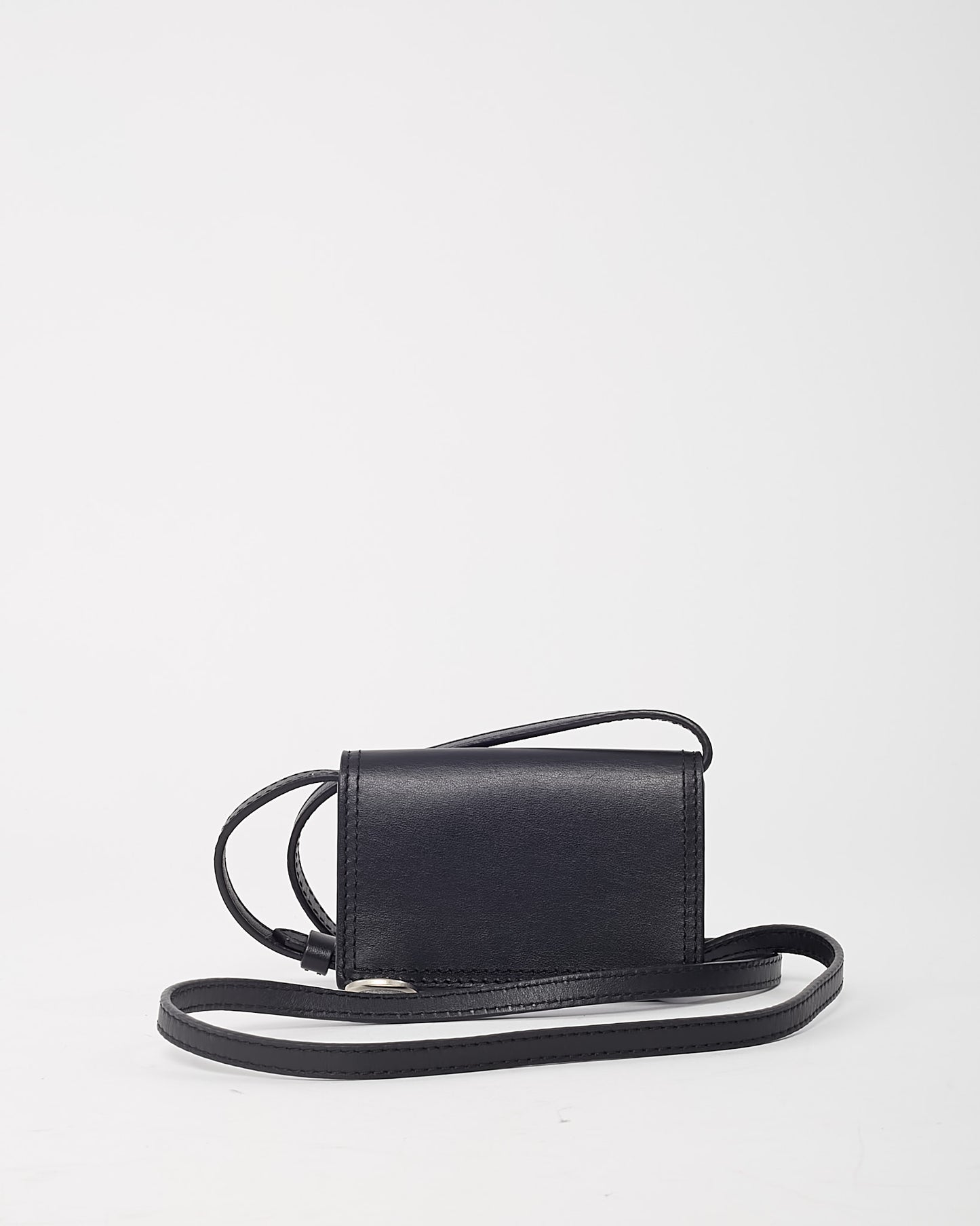 Jacquemus Black "Le Porte Leather" Logo Envelope Wallet on Strap