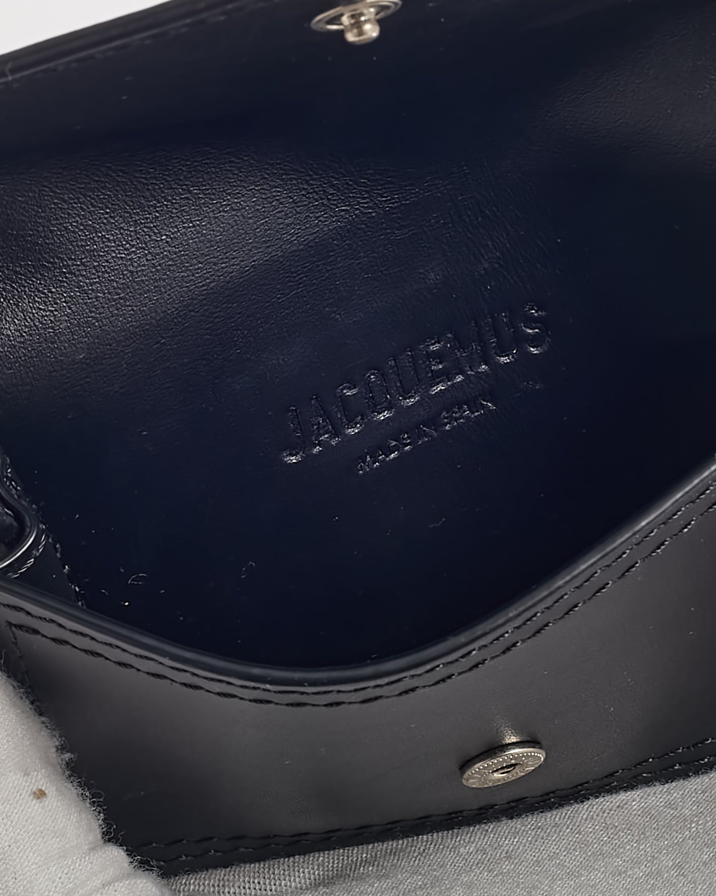 Jacquemus Black "Le Porte Leather" Logo Envelope Wallet on Strap