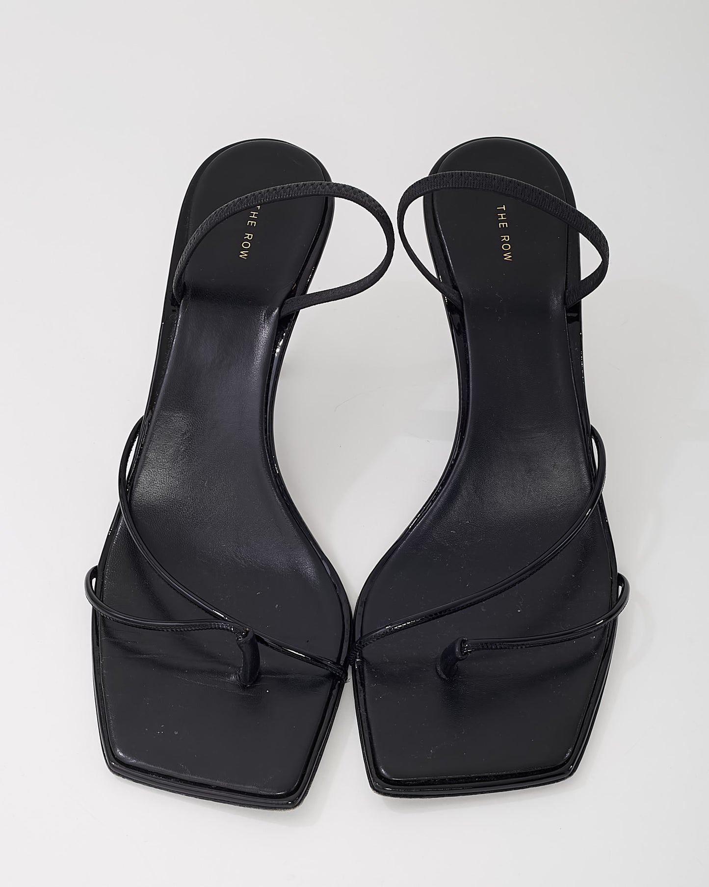 The Row Black Patent Leather Rai 70mm Sandals - 39