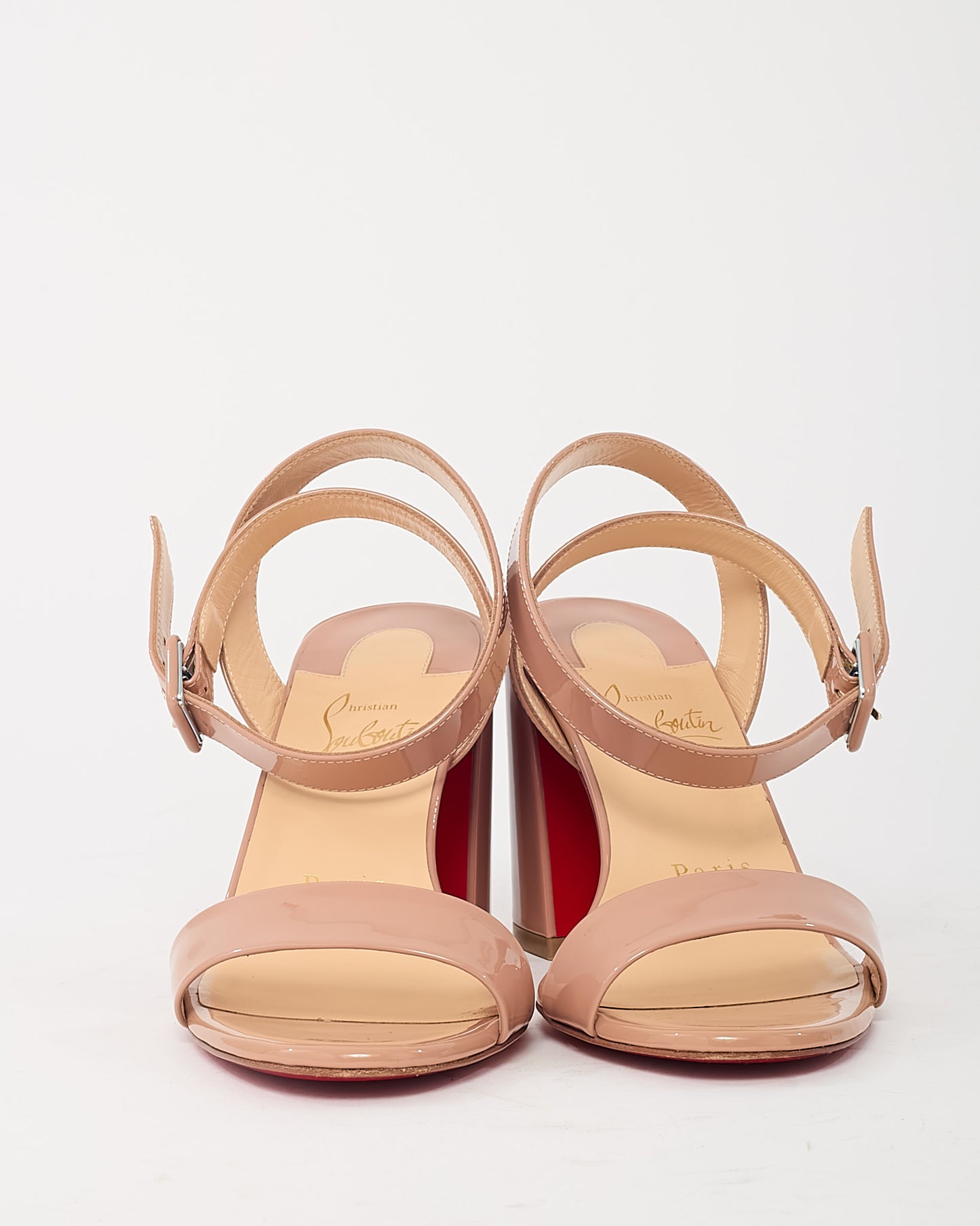 Christian Louboutin Beige Patent Leather Miss Sabina 85mm Sandals - 36