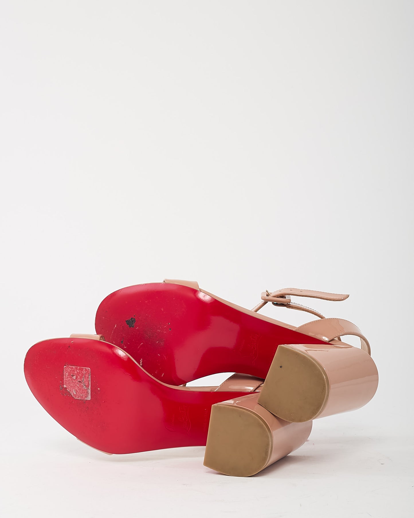 Christian Louboutin Beige Patent Leather Miss Sabina 85mm Sandals - 36