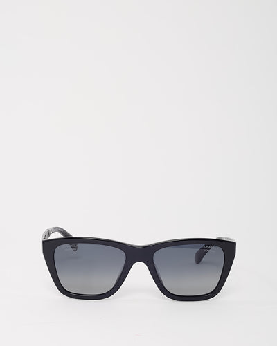Chanel Black Acetate and Metal Perforated CHANEL Arm 5442/A Rectangle Sunglasses