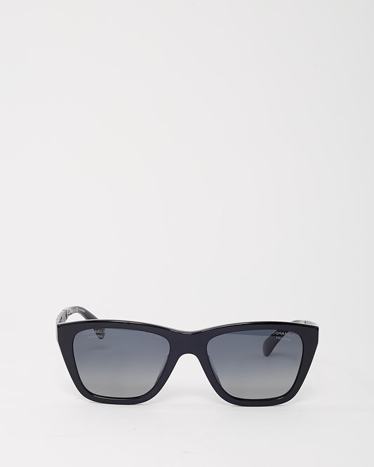 Lunettes de soleil rectangulaires Chanel en acétate marron foncé 5468/B/A