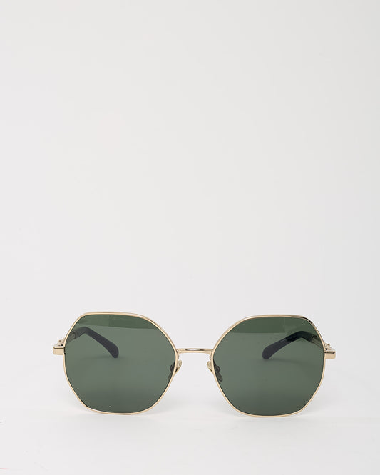 Lunettes de soleil rectangulaires Chanel en acétate marron foncé 5468/B/A