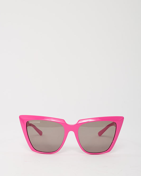 Lunettes de soleil rondes Balenciaga BB007S avec verres réfléchissants noirs et roses