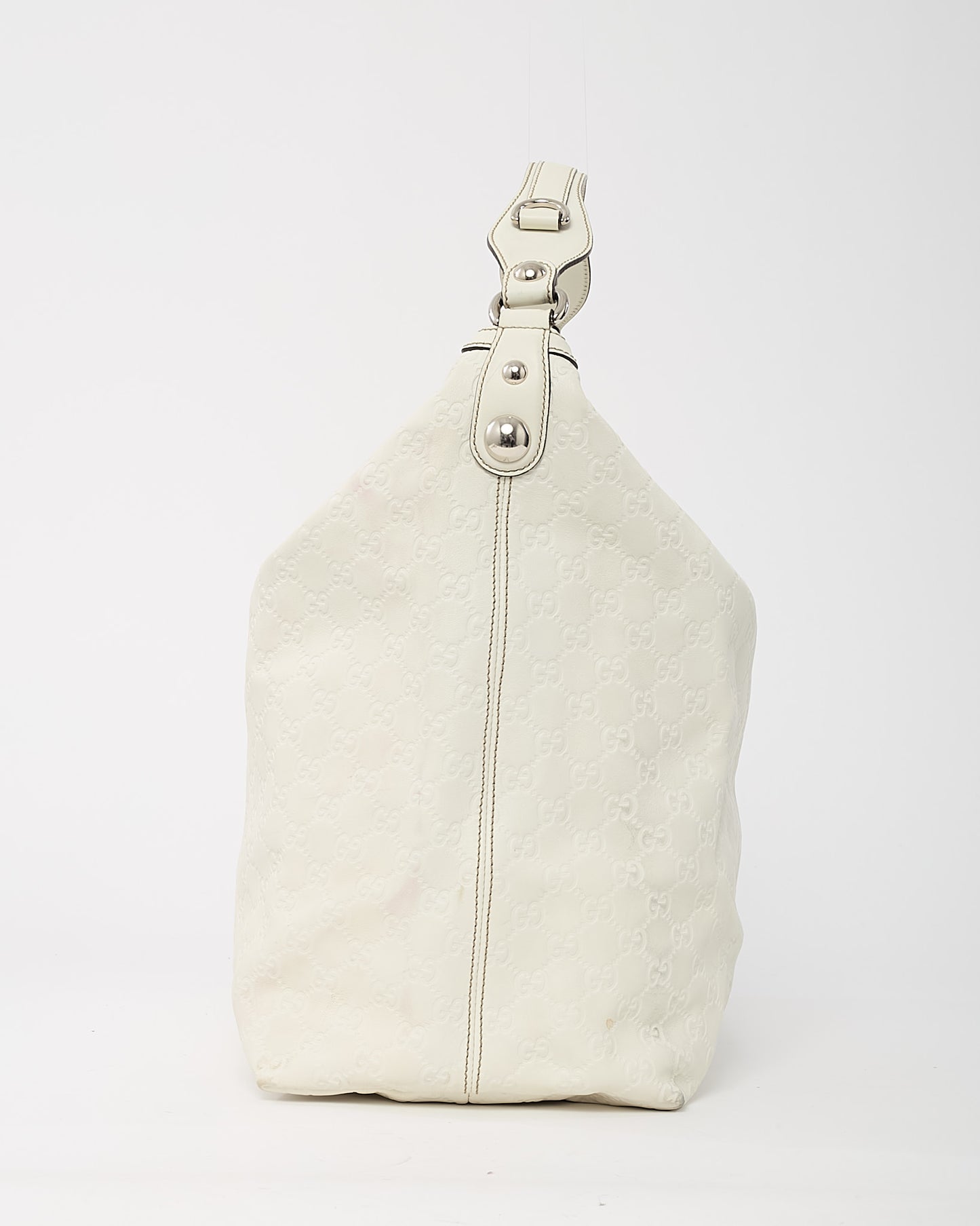 Gucci White Monogram Guccissima Leather Icon Bit Large Hobo Bag