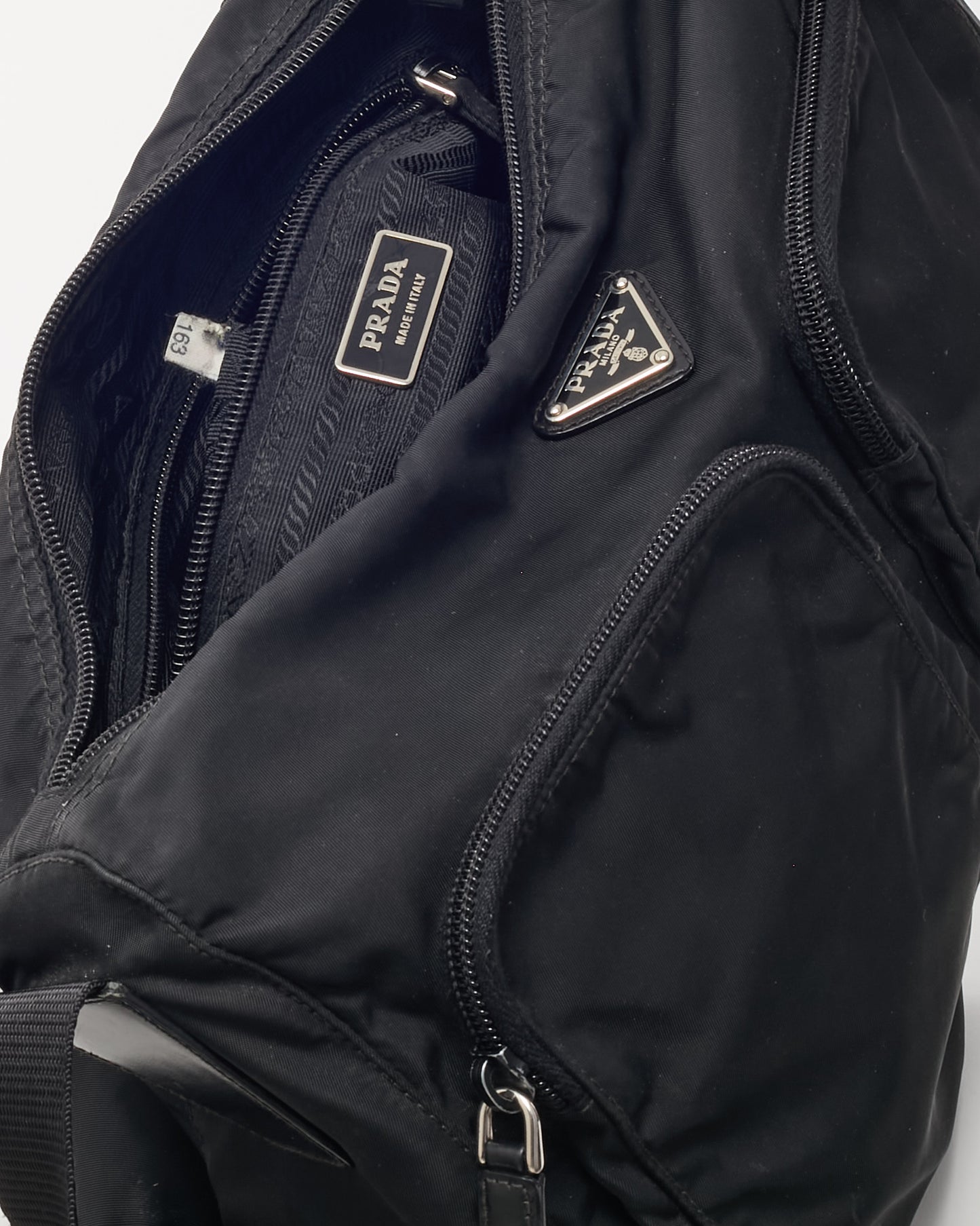 Prada Black Nylon Double Pocket Messenger Bag