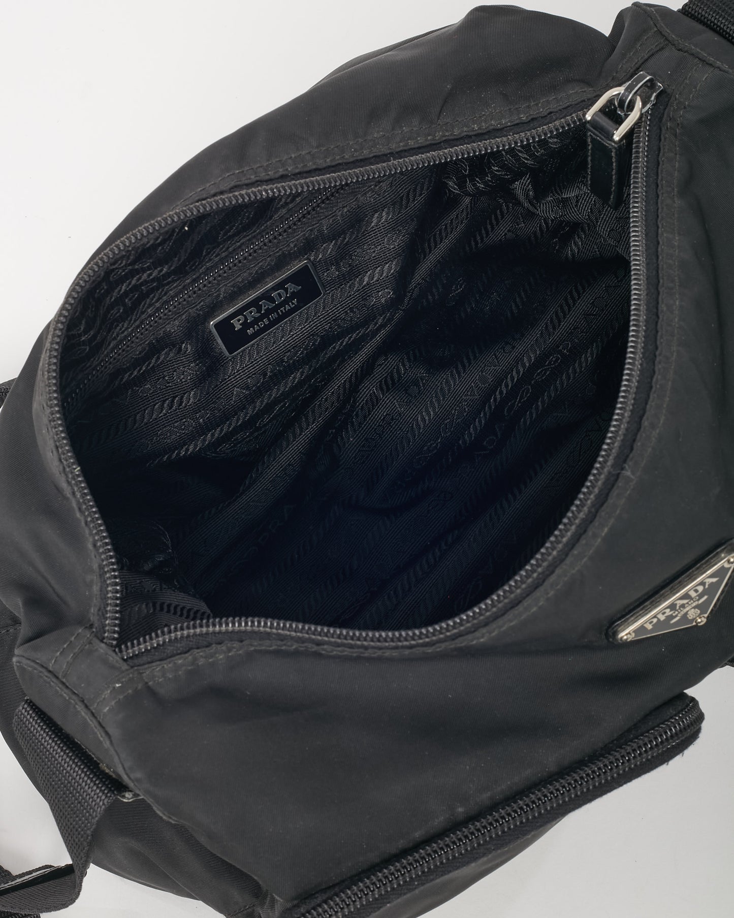 Prada Black Nylon Double Pocket Messenger Bag