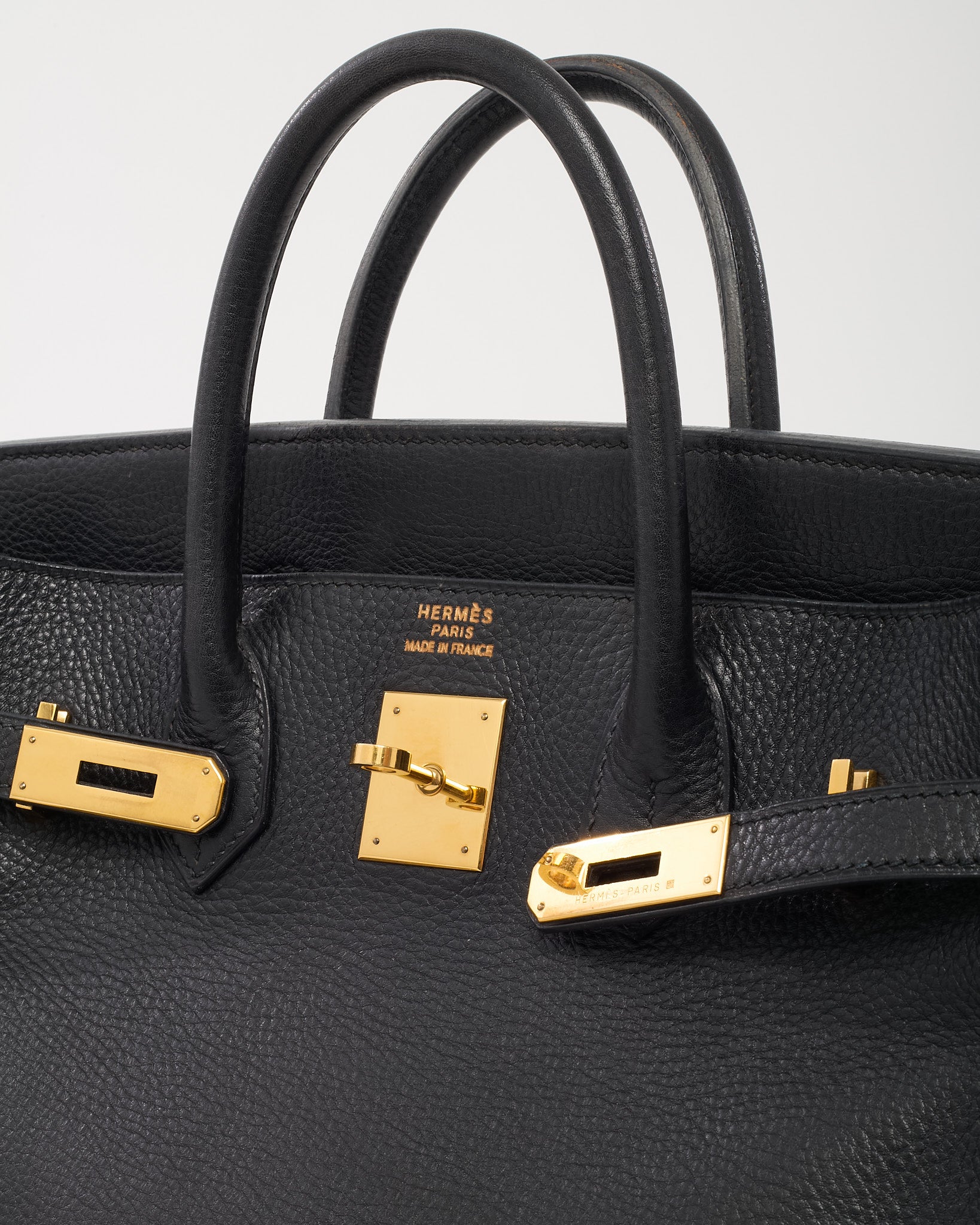 Buy Hermès Black Fjord Leather HAC Birkin 32 GHW - Authenticated