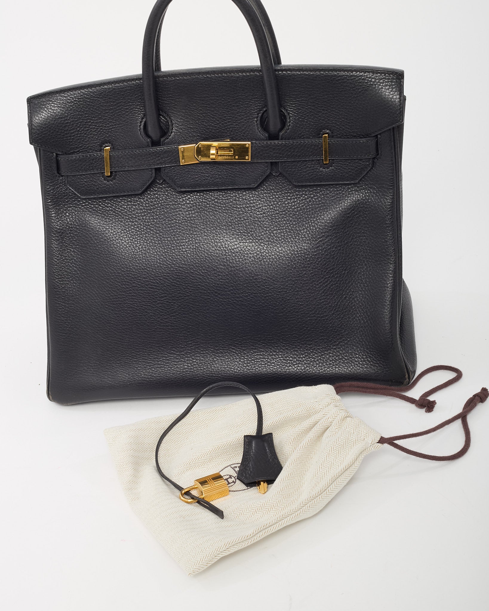 Buy Hermès Black Fjord Leather HAC Birkin 32 GHW - Authenticated