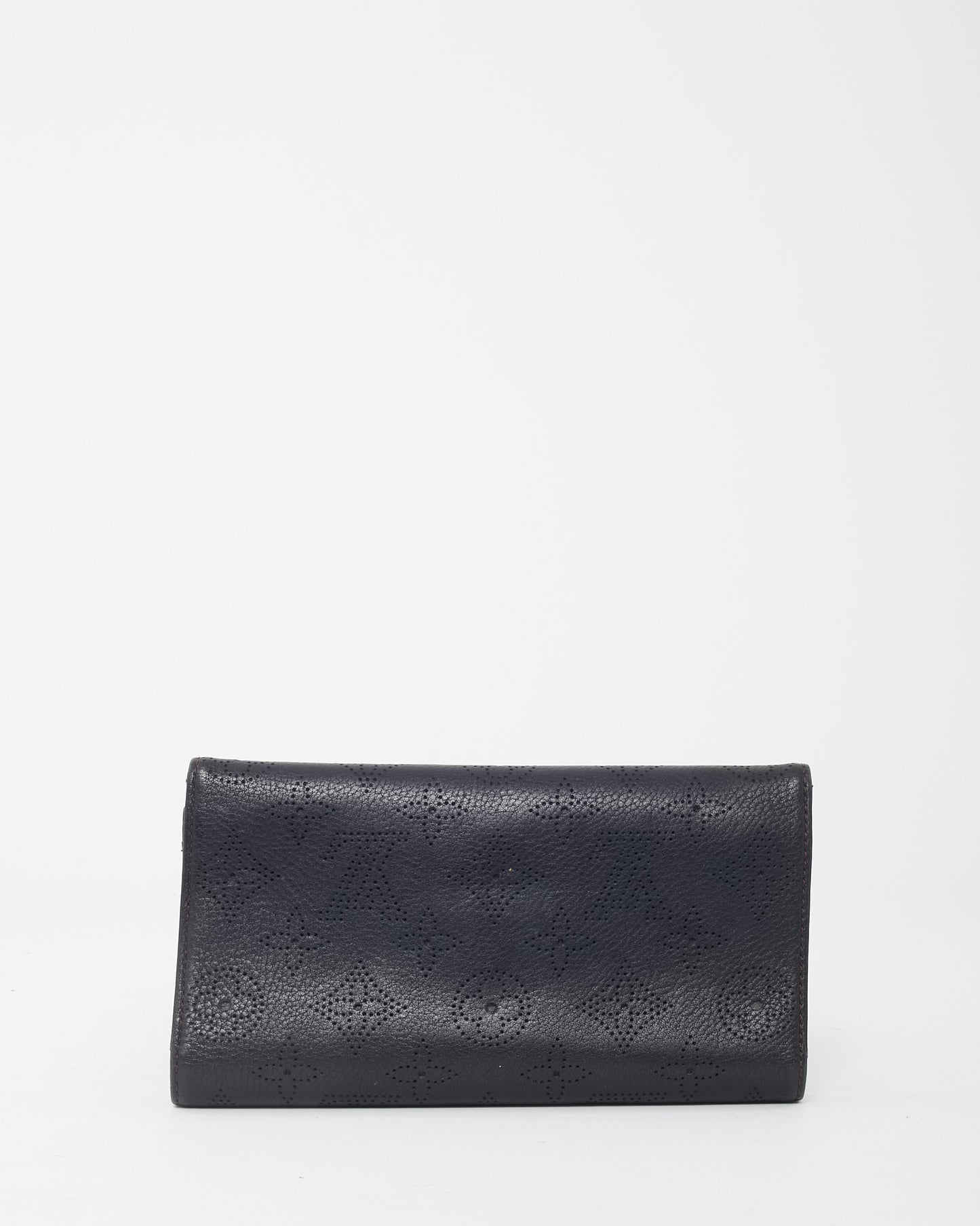 Louis Vuitton Black Monogram Perforated Mahina Leather Amelia Wallet