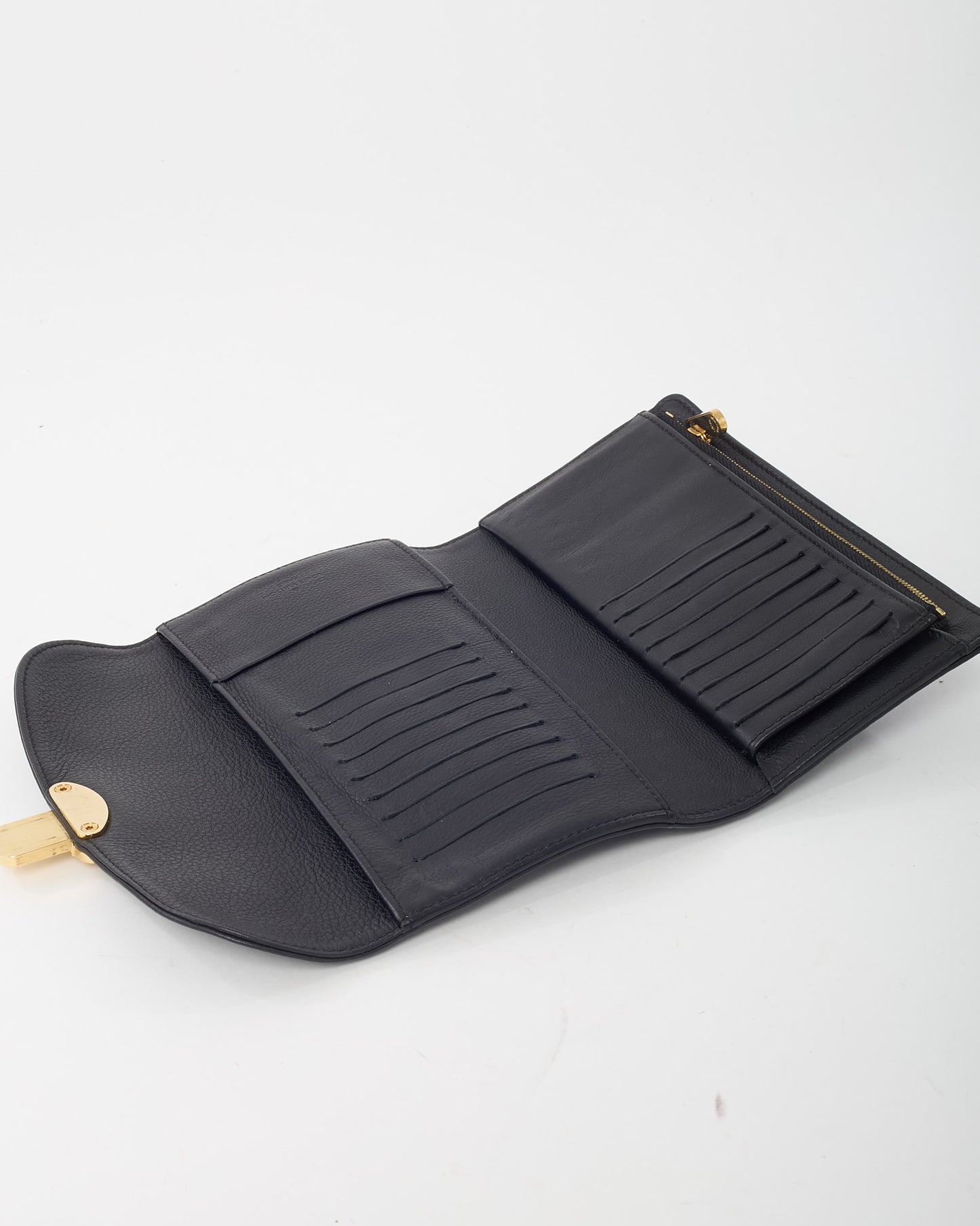 Louis Vuitton Black Monogram Perforated Mahina Leather Amelia Wallet