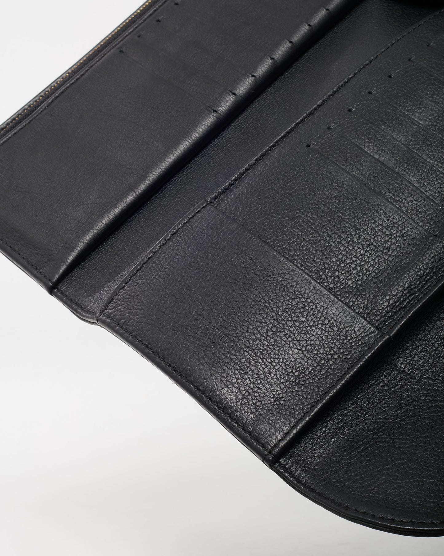 Louis Vuitton Black Monogram Perforated Mahina Leather Amelia Wallet