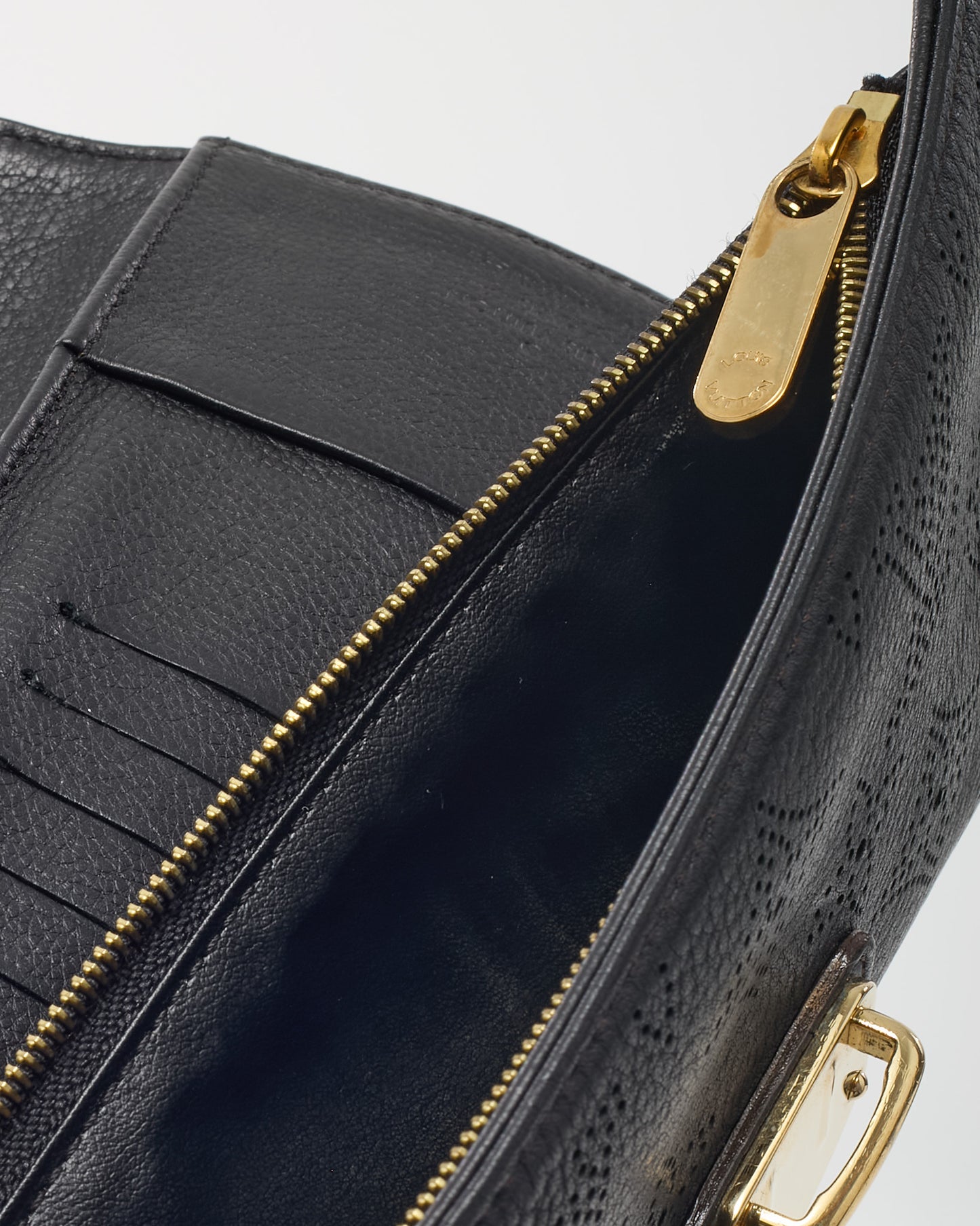 Louis Vuitton Black Monogram Perforated Mahina Leather Amelia Wallet