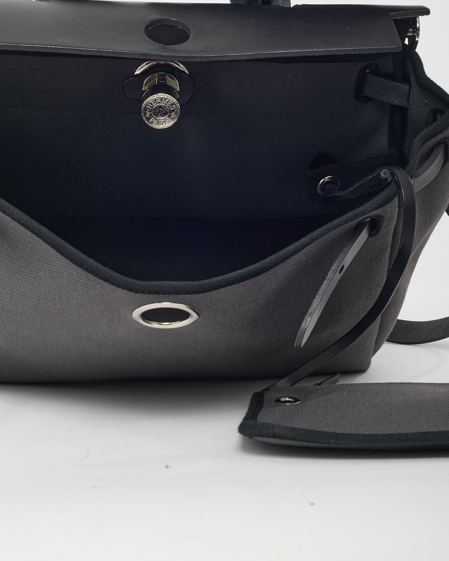 Hermès Grey and Black Toile Canvas Herbag Zip 31 with Palladium Hardware