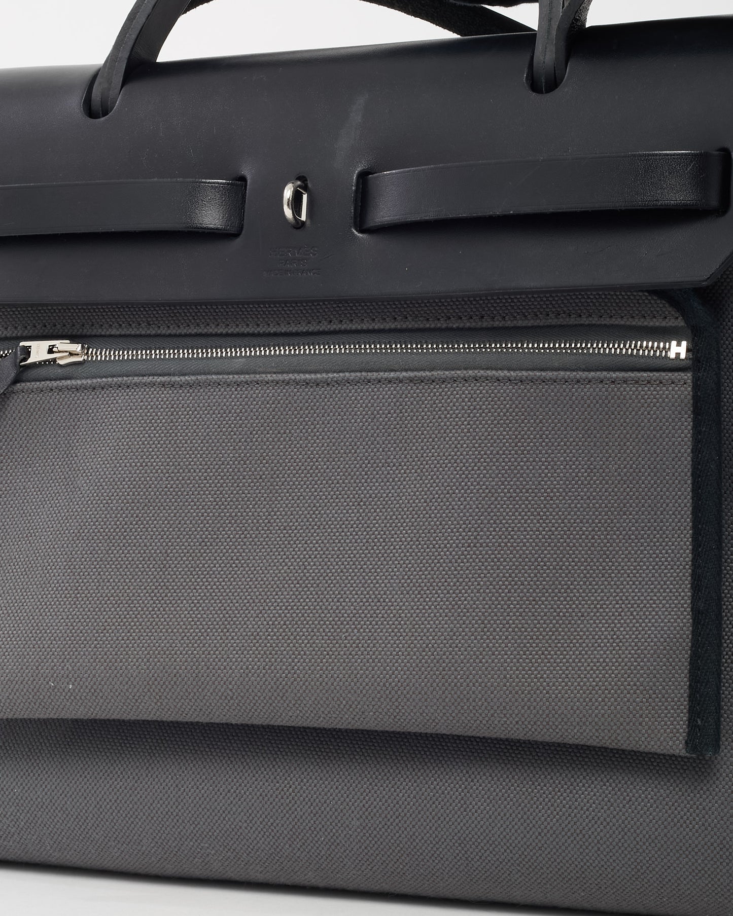 Hermès Grey and Black Toile Canvas Herbag Zip 31 with Palladium Hardware