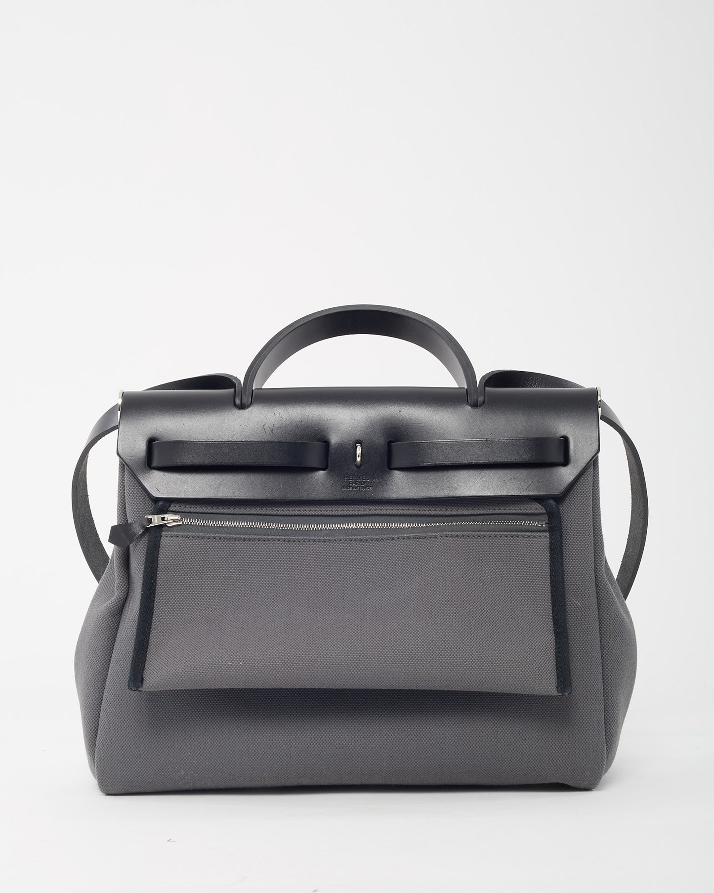 Hermès Grey and Black Toile Canvas Herbag Zip 31 with Palladium Hardware