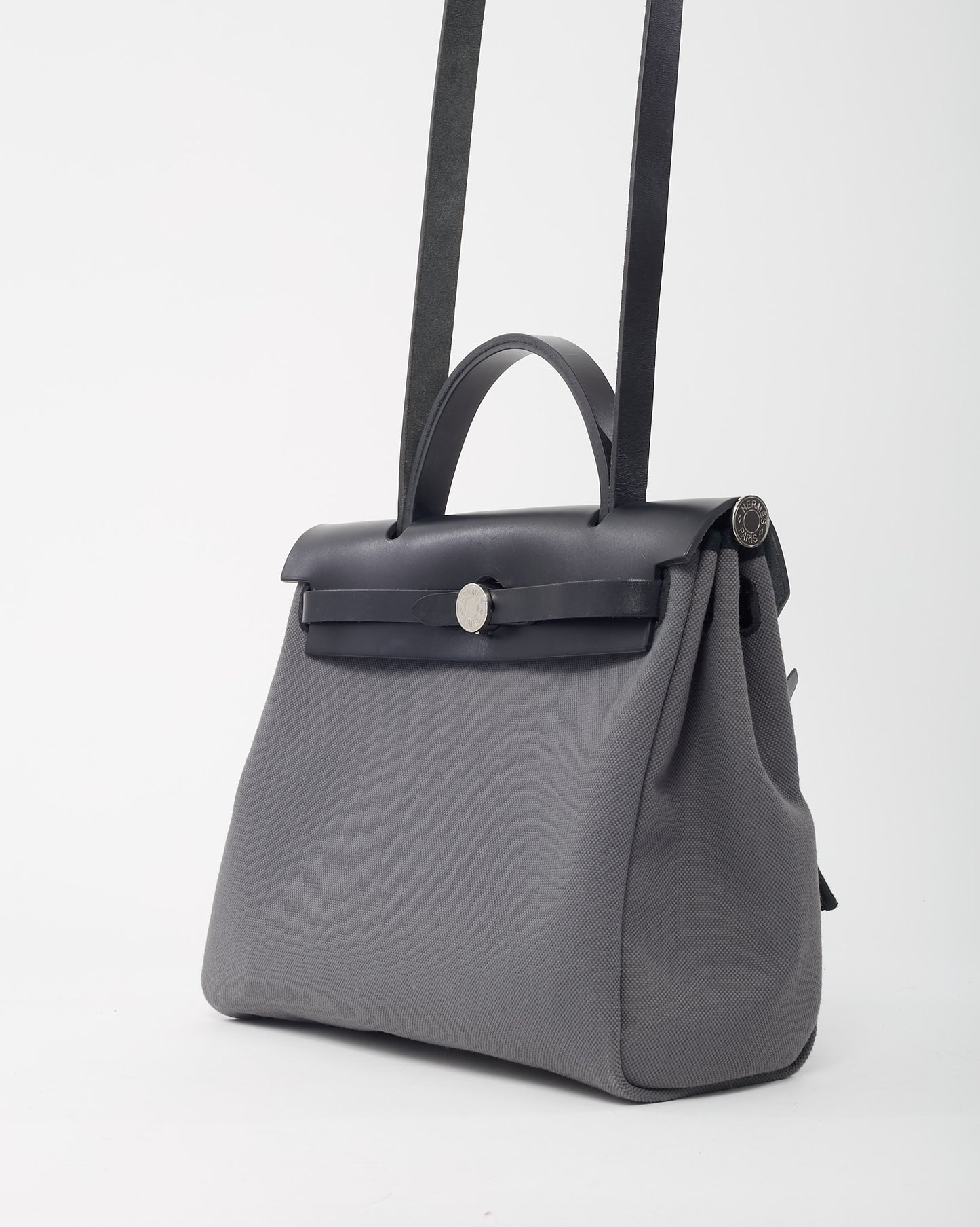 Hermès Grey and Black Toile Canvas Herbag Zip 31 with Palladium Hardware