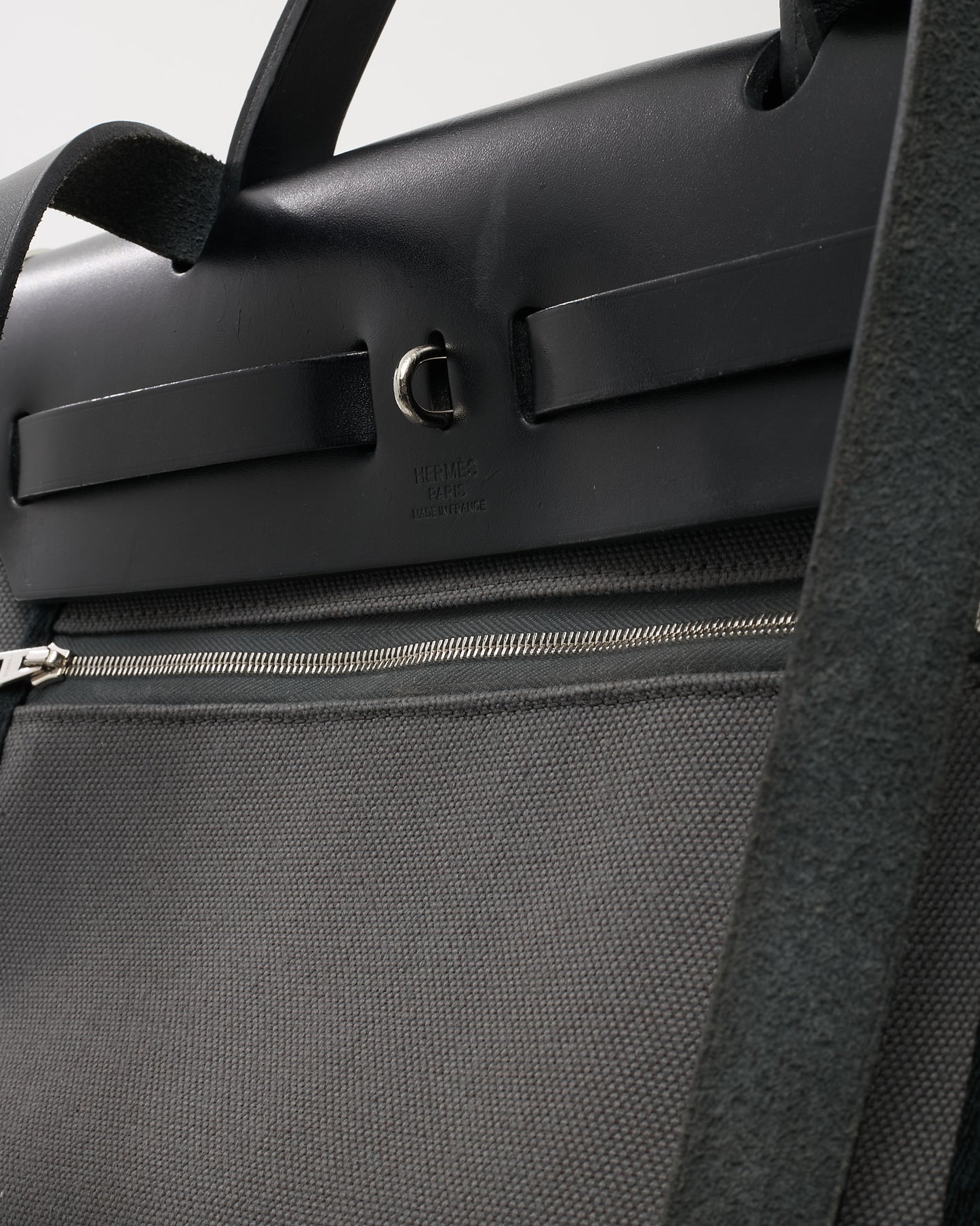 Hermès Grey and Black Toile Canvas Herbag Zip 31 with Palladium Hardware