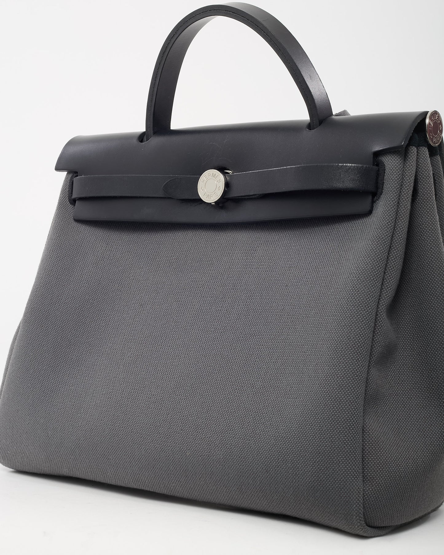 Hermès Grey and Black Toile Canvas Herbag Zip 31 with Palladium Hardware