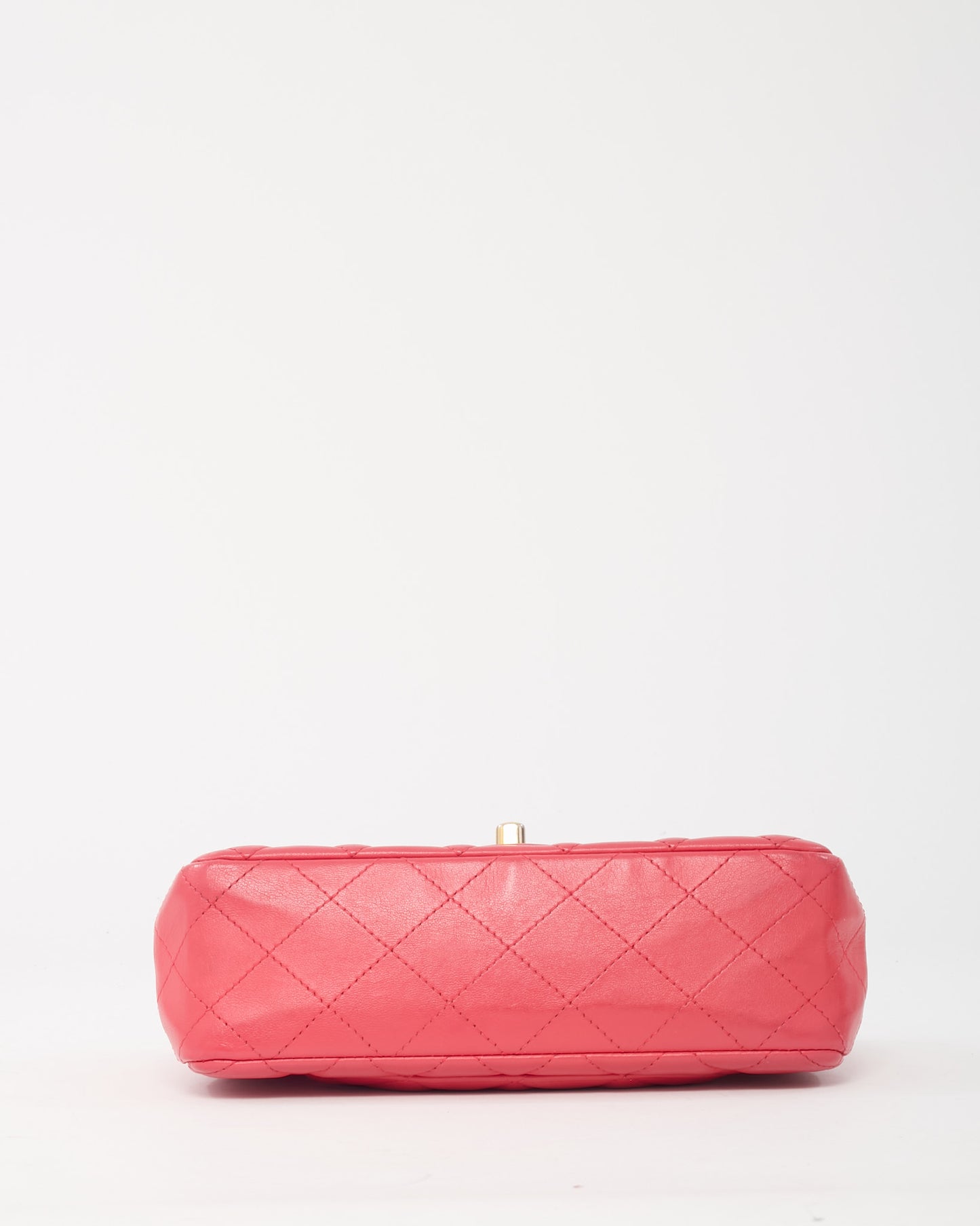 Chanel Coral Quilted Lambskin Leather Mini Rectangular Classic Flap Bag GHW