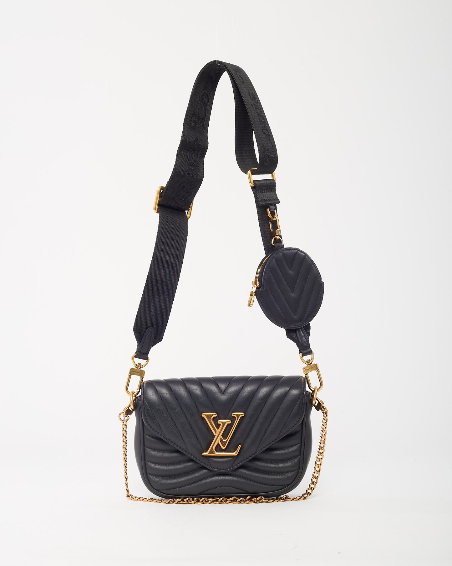 Louis Vuitton Black Calfskin Leather New Wave Multi Pochette Crossbody Bag