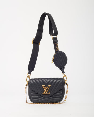 Louis Vuitton Black Calfskin Leather New Wave Multi Pochette Crossbody Bag