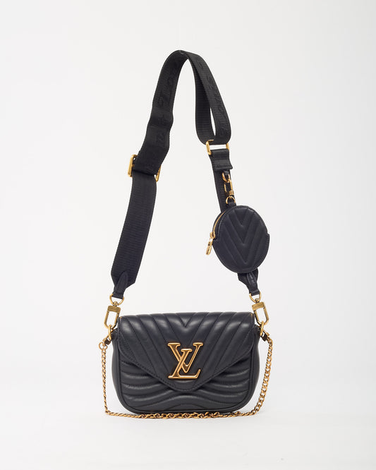 Louis Vuitton Black Calfskin Leather New Wave Multi Pochette Crossbody Bag
