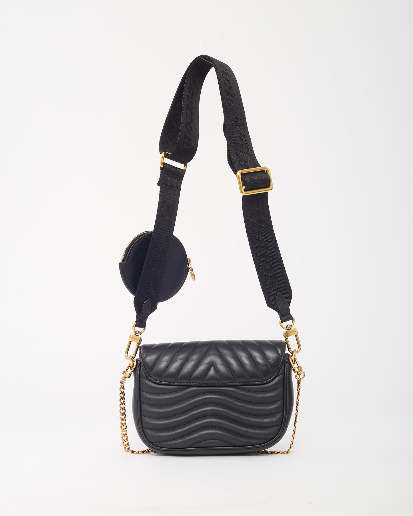 Louis Vuitton Black Calfskin Leather New Wave Multi Pochette Crossbody Bag