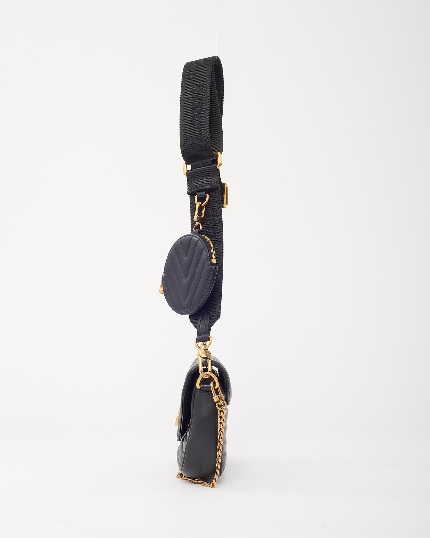 Louis Vuitton Black Calfskin Leather New Wave Multi Pochette Crossbody Bag