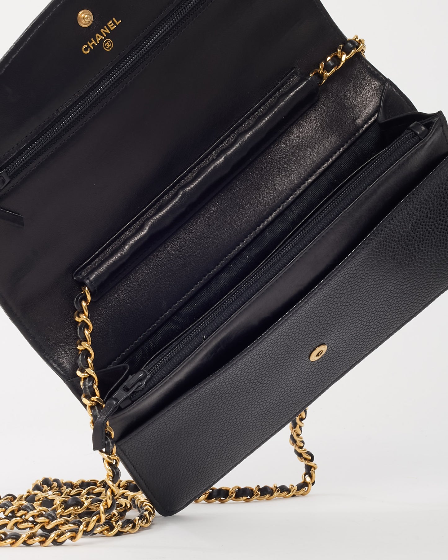 Chanel Black Caviar Leather Timeless CC WOC Wallet on Chain Crossbody Bag