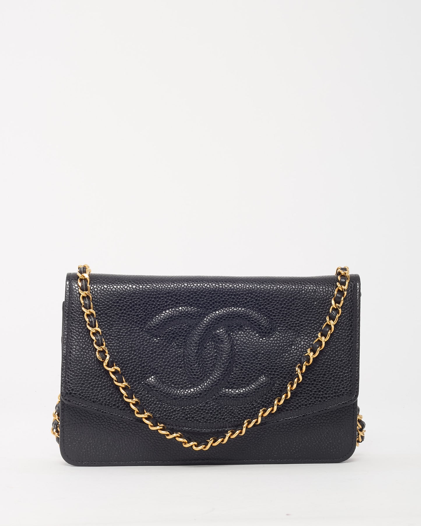Chanel Black Caviar Leather Timeless CC WOC Wallet on Chain Crossbody Bag