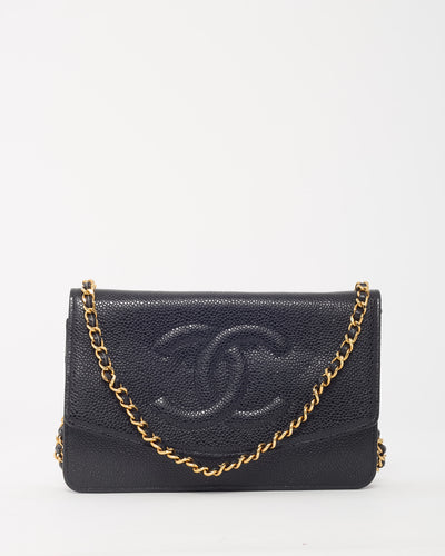 Chanel Black Caviar Leather Timeless CC WOC Wallet on Chain Crossbody Bag
