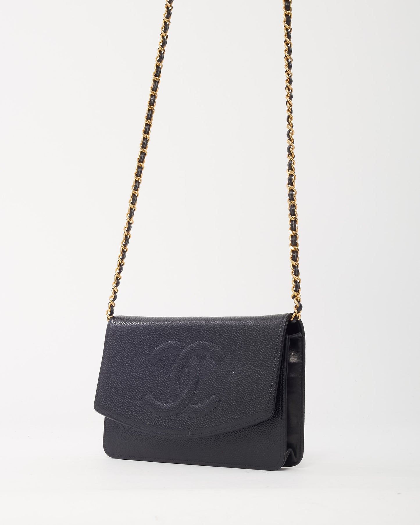 Chanel Black Caviar Leather Timeless CC WOC Wallet on Chain Crossbody Bag