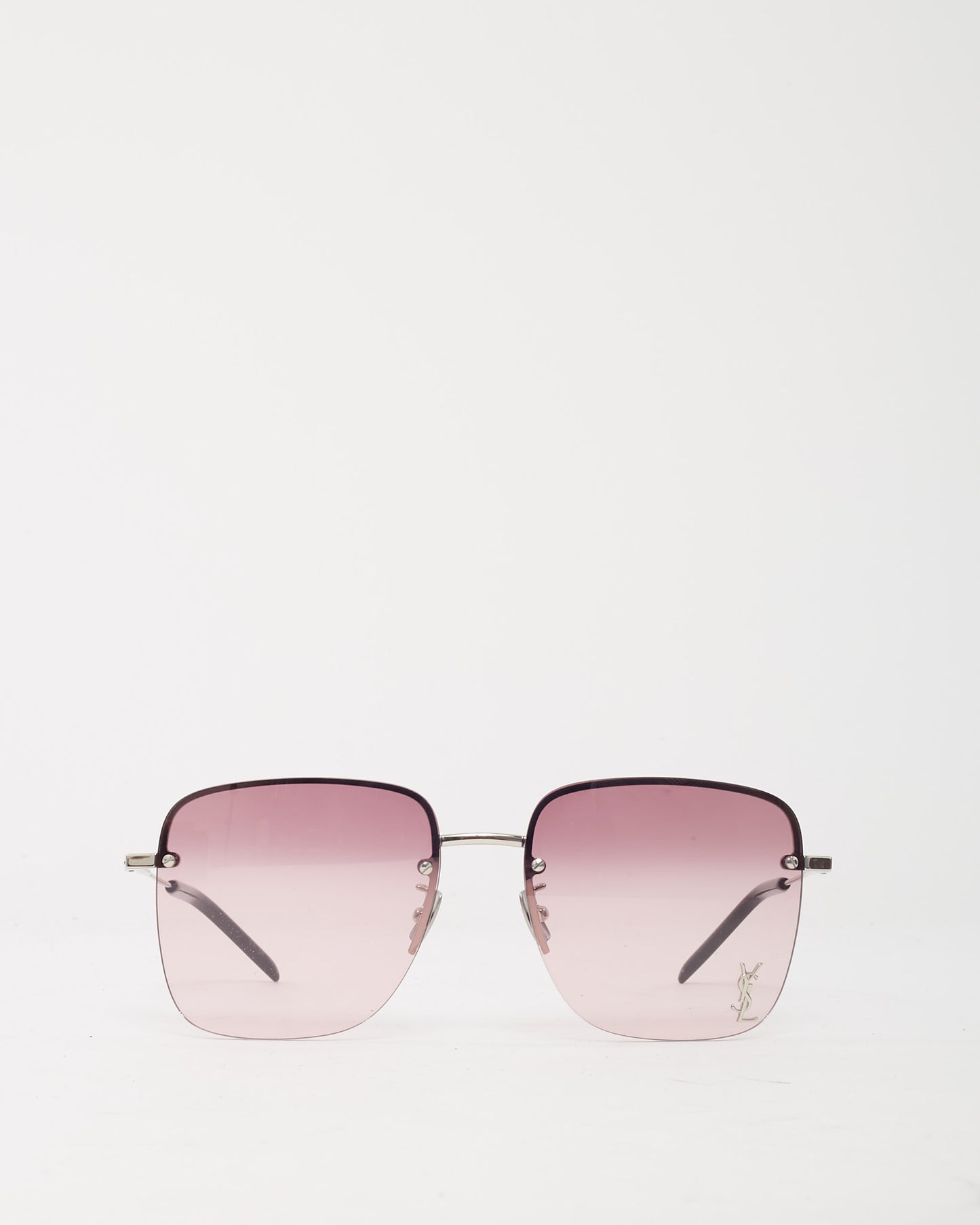 Saint Laurent Silver Metal and Purple YSL Lens SL 312 M Square Sunglasses