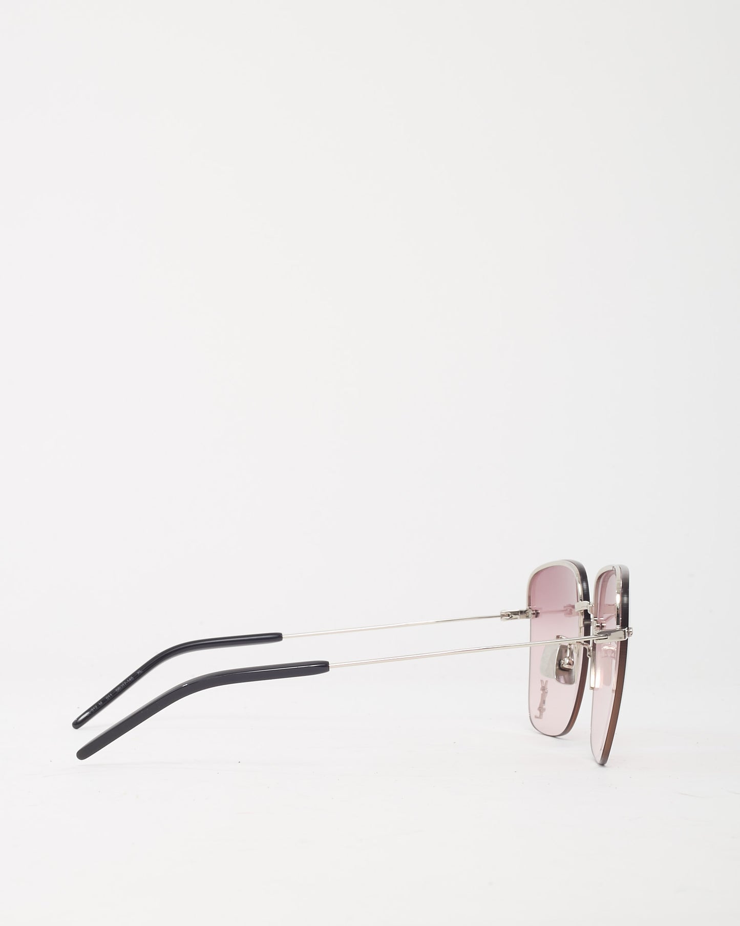 Saint Laurent Silver Metal and Purple YSL Lens SL 312 M Square Sunglasses