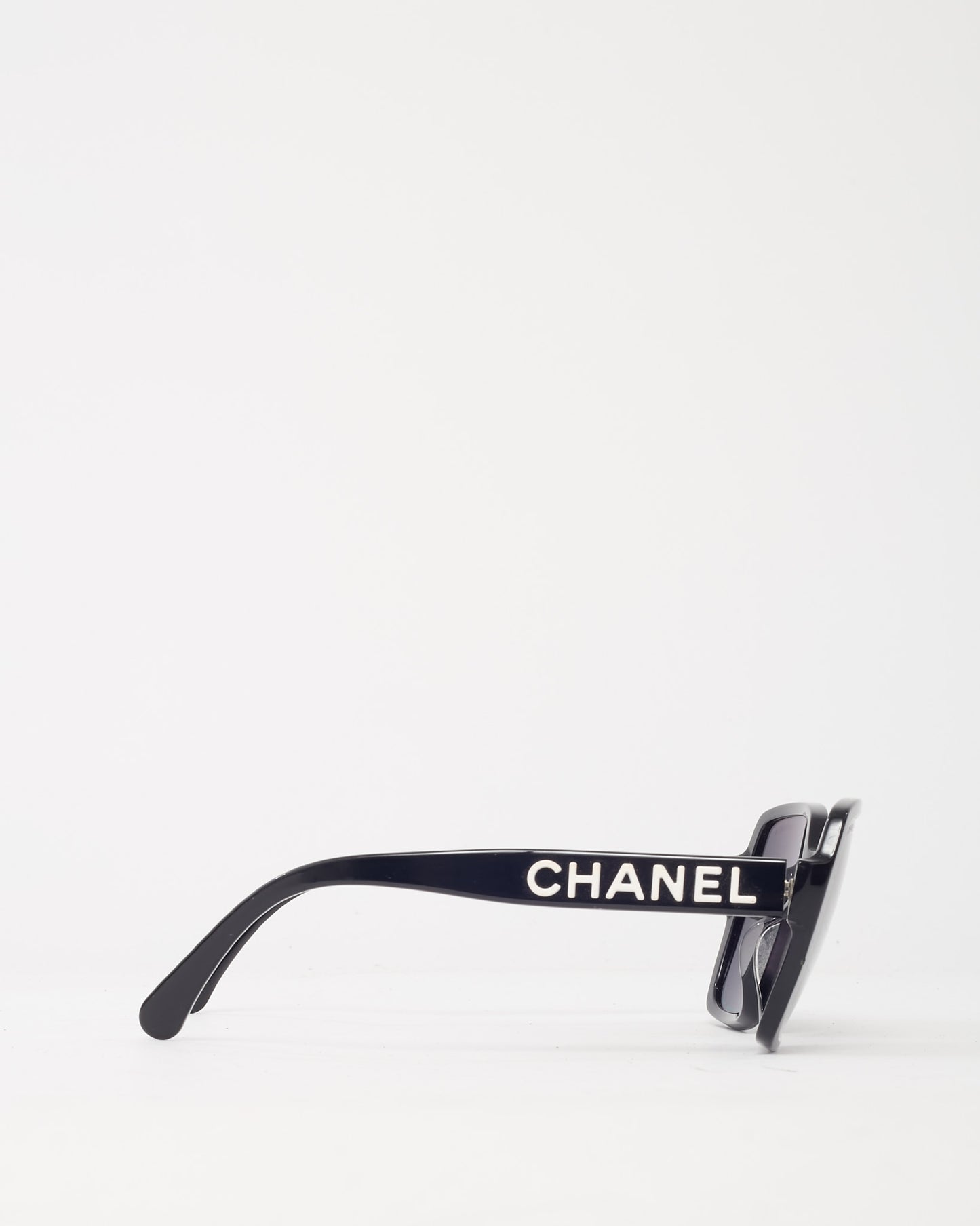 Chanel Black Acetate White CHANEL 5408A Square Sunglasses