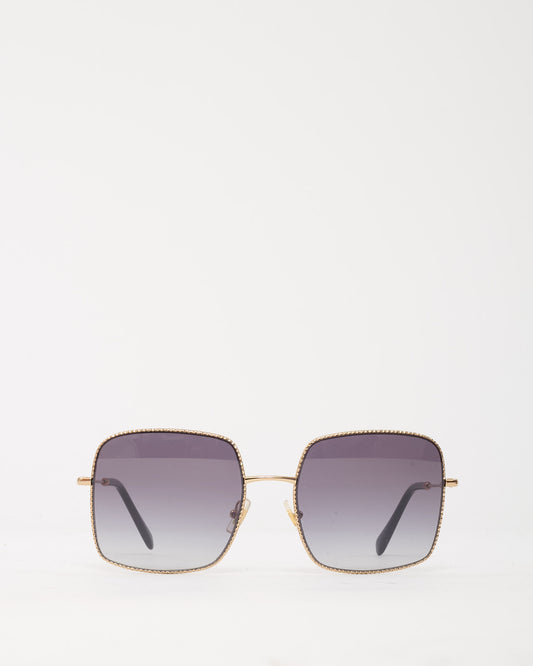 Miu Miu Gold Metal Square Oversize SMU 61V Sunglasses