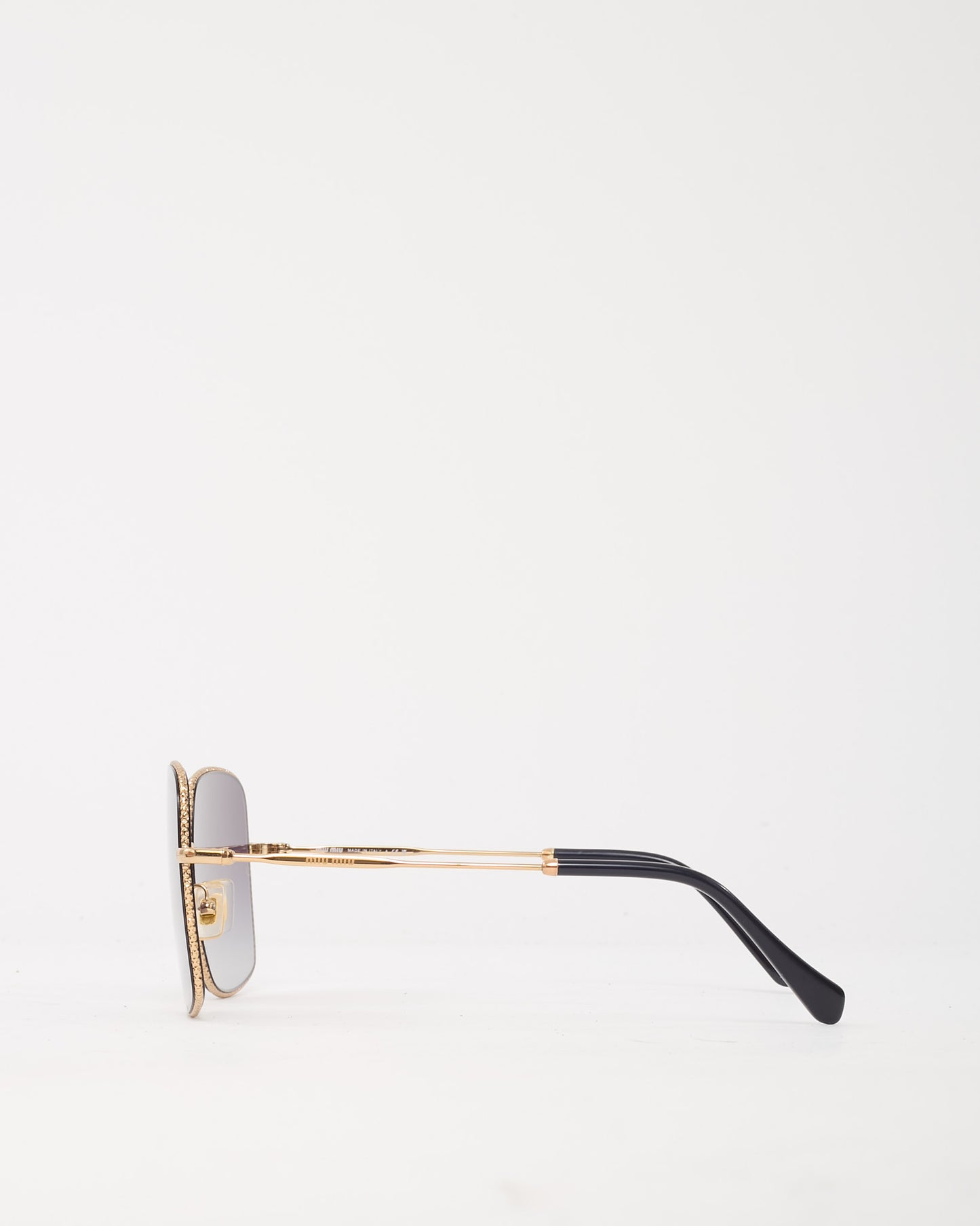 Miu Miu Gold Metal Square Oversize SMU 61V Sunglasses
