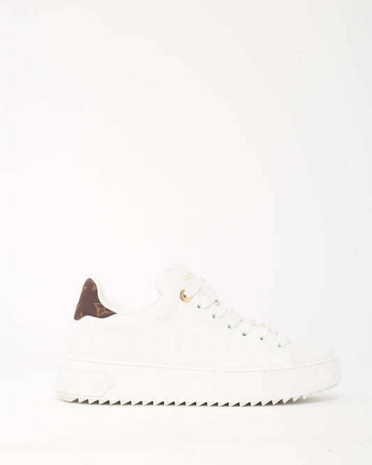 Louis Vuitton White Logo Embossed Monogram Canvas Detail Time Out Sneakers - 37