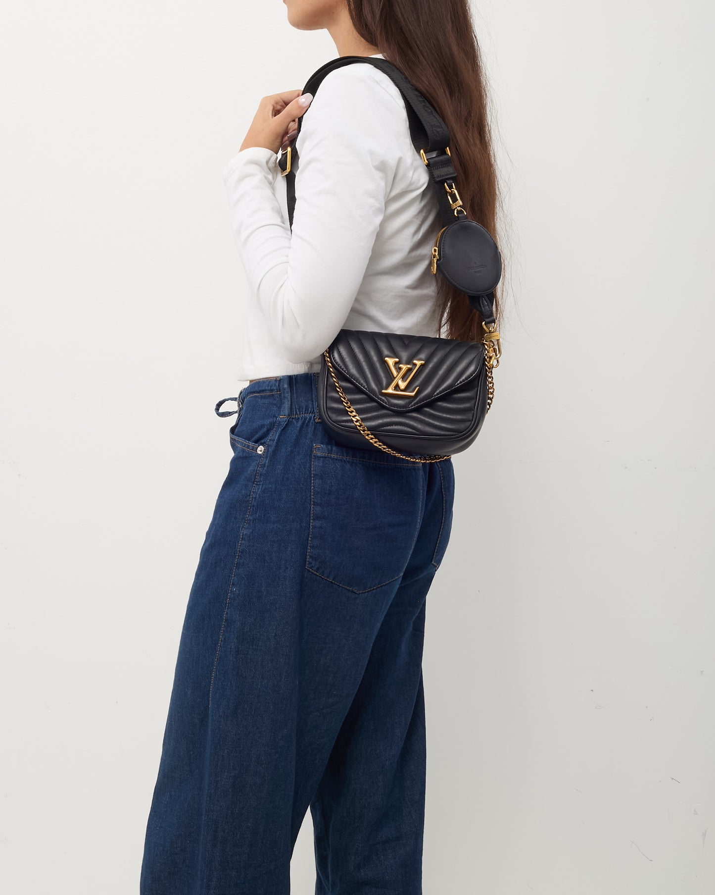 Louis Vuitton Black Calfskin Leather New Wave Multi Pochette Crossbody Bag