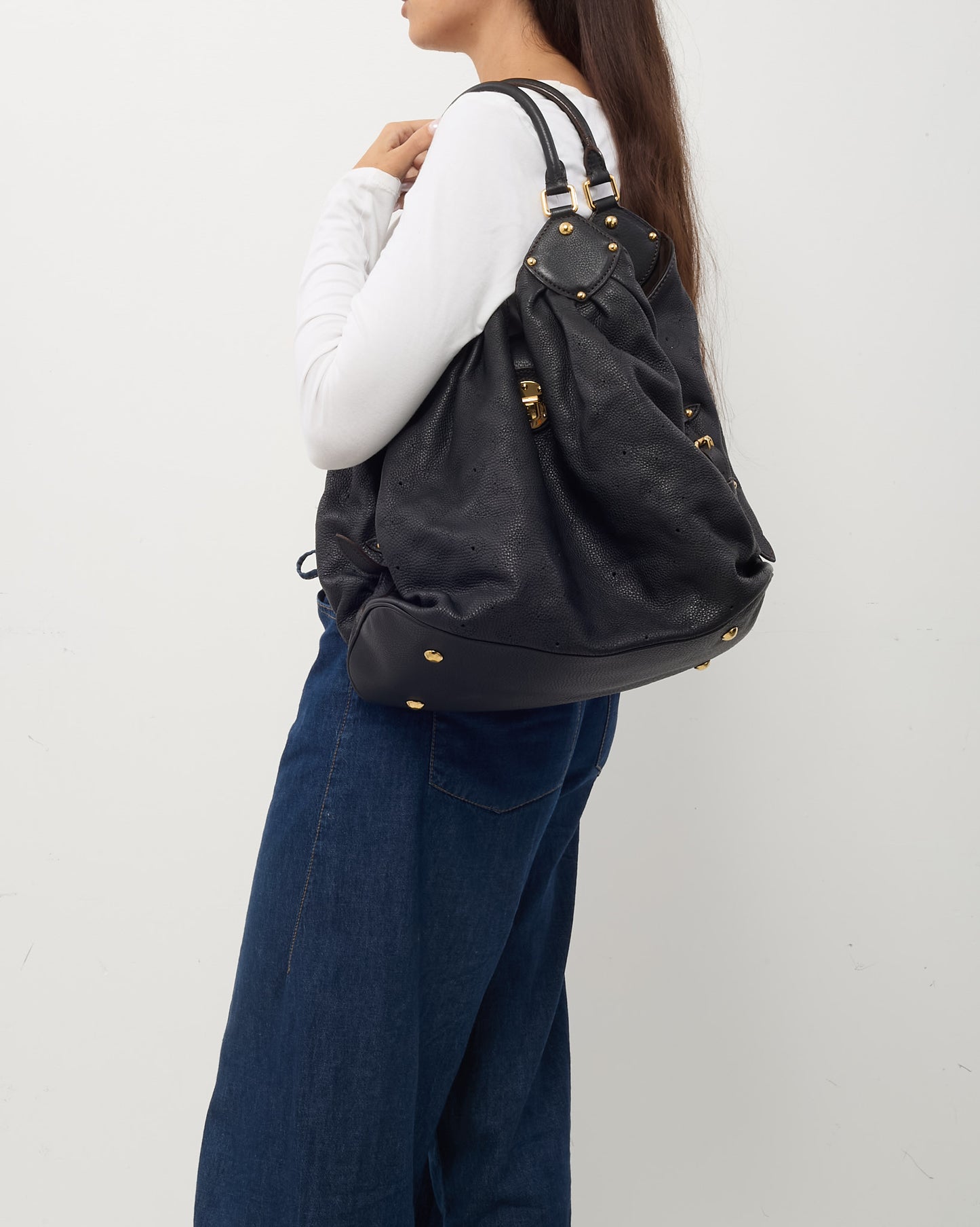 Louis Vuitton Black Monogram Perforated Mahina Leather XL Shoulder Bag