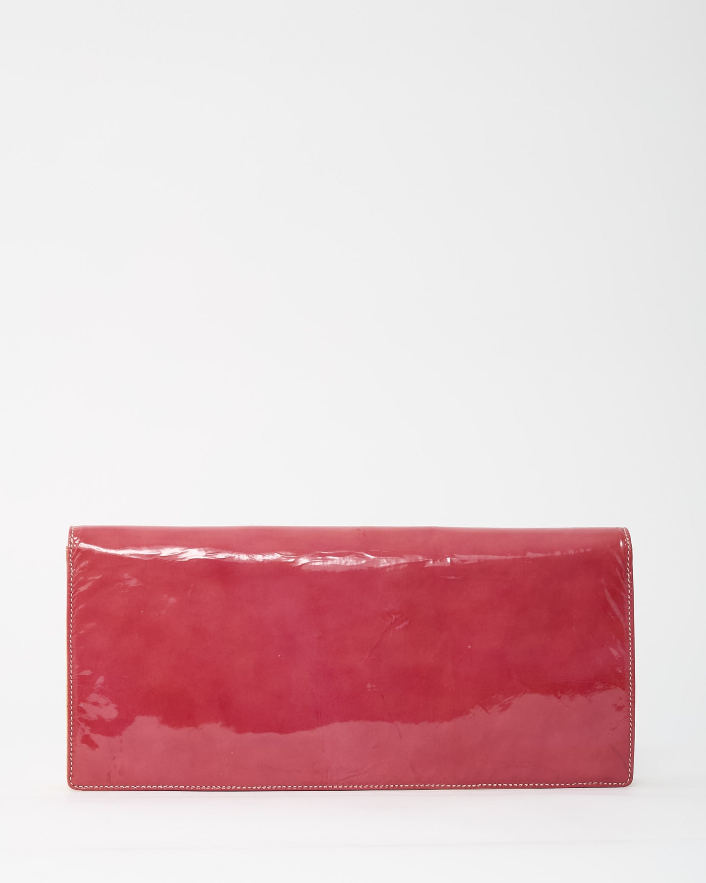 Prada Hot Pink and Yellow Ombré Vernice Patent Leather Logo Clutch