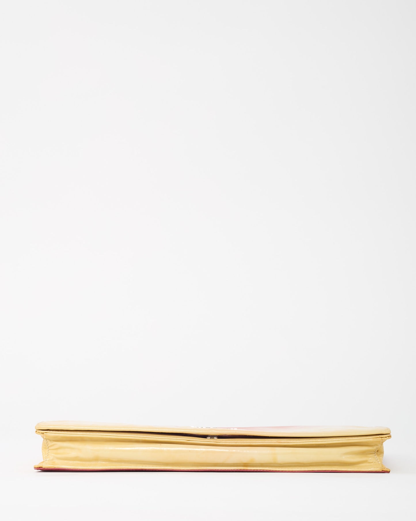 Prada Hot Pink and Yellow Ombré Vernice Patent Leather Logo Clutch