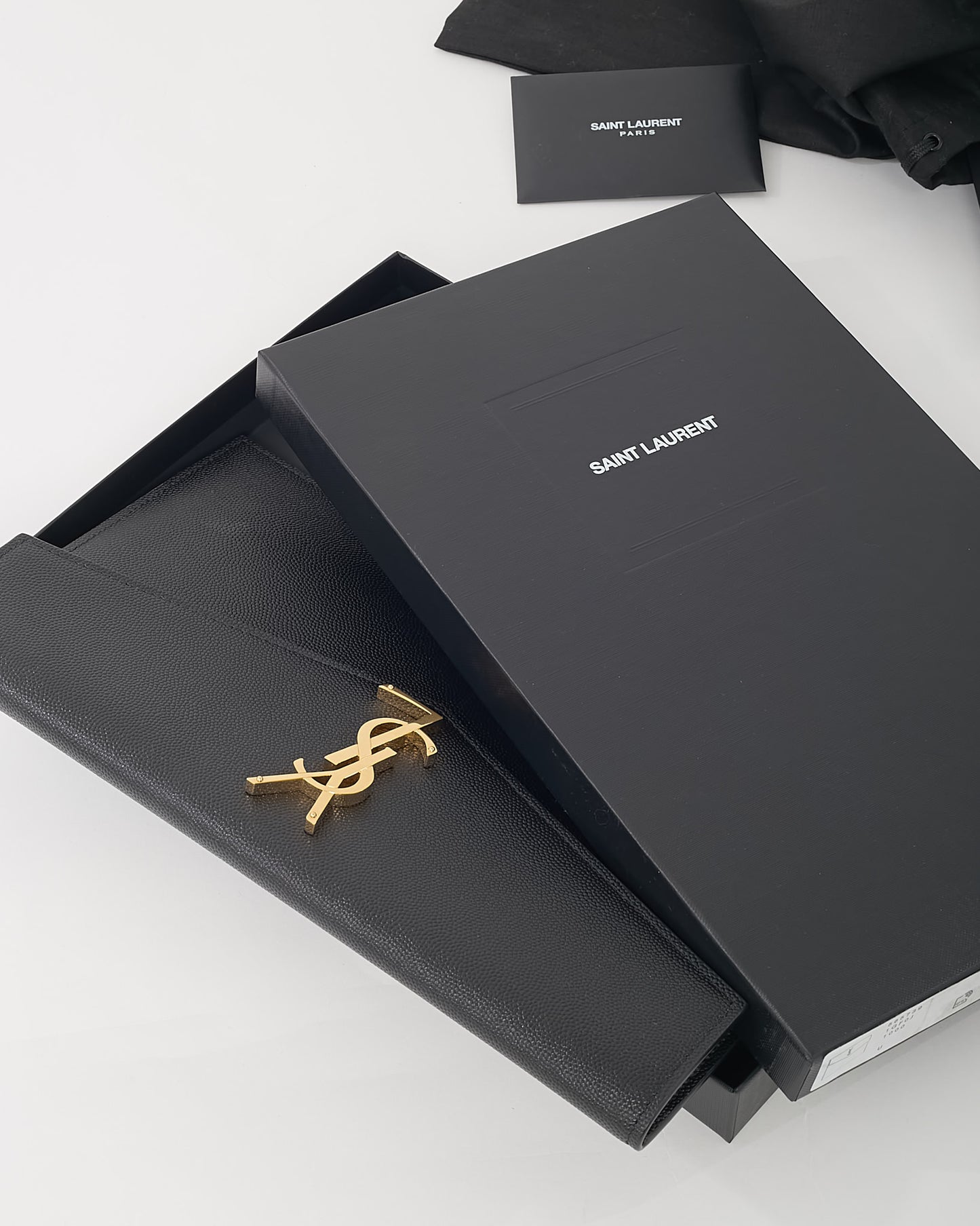 Saint Laurent Black Grain de Poudre YSL Uptown Pouch Clutch