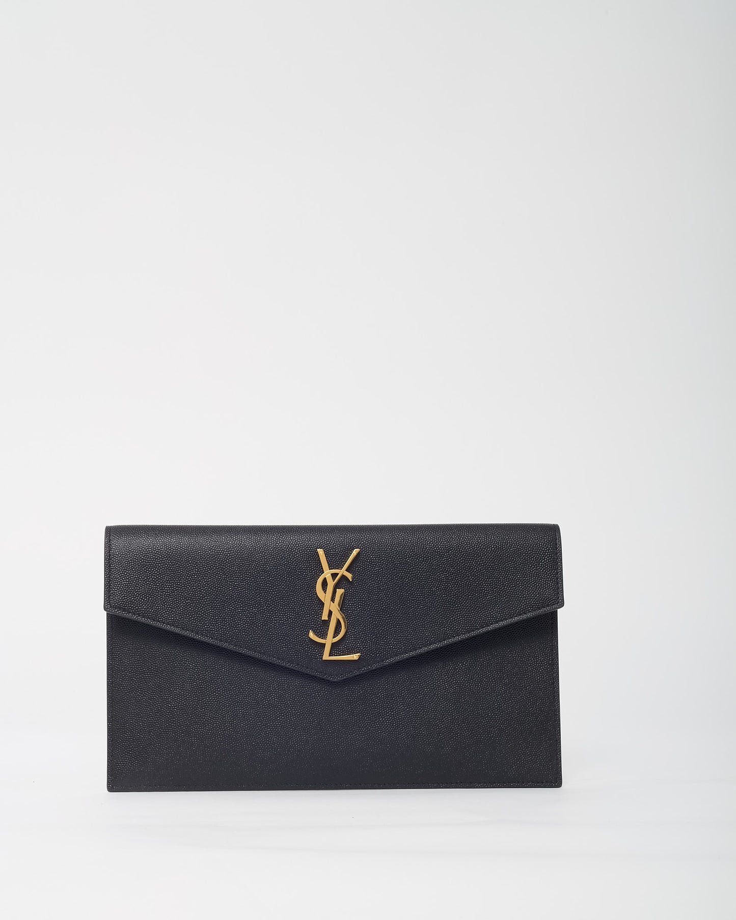 Saint Laurent Black Grain de Poudre YSL Uptown Pouch Clutch